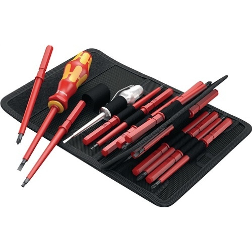 Image of  Material: legierter WerkzeugstahlSchraubendrehersatz KK 60i/62i/65i/18 18-tlg.m.Wechselkl.VDE Falt-Ta WERA Schraubendrehersatz KK 60i/62i/65i/18 18-tlg.m.Wechselkl.VDE Falt-Ta WERA