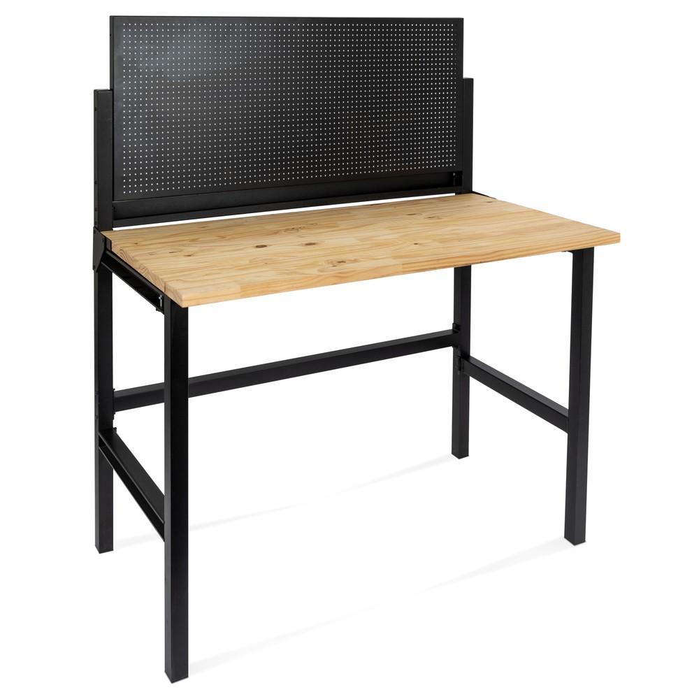 Image of Platzsparende Werkbank AT-TP mit klappbarer Arbeitsplatte Aus engsten Räumen das Beste machen: Nutzen Sie dazu die Werkbank AT-TP mit Klappfunktion. Klappen Sie die 25 mm dicke Holzarbeitsplatte mit Untergestell bei Bedarf einfach aus und bei Nichtnutzung