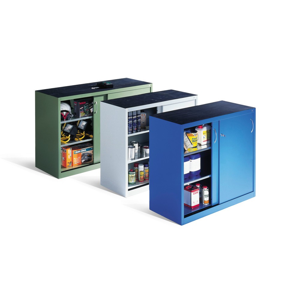 Image of Ein Schiebetüren-Beistellschrank für viel Stauraum auf kleiner Nutzfläche Mit Schreibtischen, Bürostühlen, Aktenschränken und Sideboards kann es in einem Büro schnell eng werden. Deshalb lohnt es sich, einen Büroschrank mit Schiebetüren auszuwählen, mit d