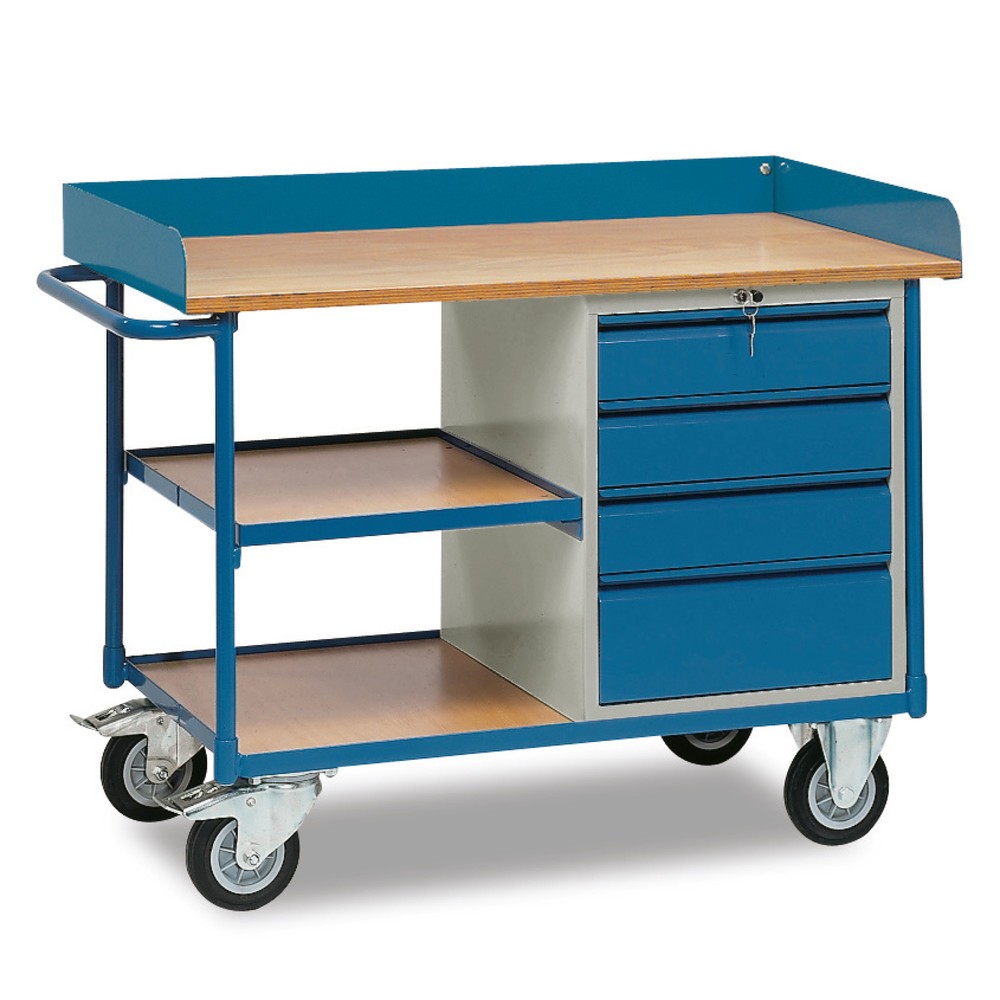 Image of Mit diesem Werkstattwagen haben Sie alles immer gleich zur Hand Der Werkstattwagen von fetra® ist eine gelungene Kombination aus Stauraum und Werkbank. Eine stabile Konstruktion aus Stahlrohr beim Rahmen sorgt für eine gute Grundlage. Diese wird von den M