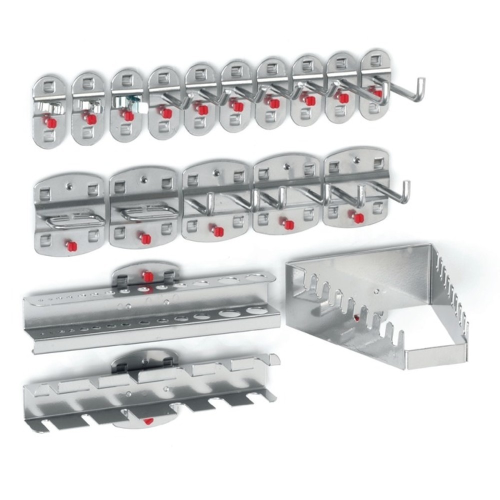 Image of  Inhalt: 18-tlg.Werkzeughalter, 7 Haken/3 Doppelhaken/3 div. Halter 18-t, BxHmm Werkzeughalter, 7 Haken/3 Doppelhaken/3 div. Halter 18-t, BxHmm