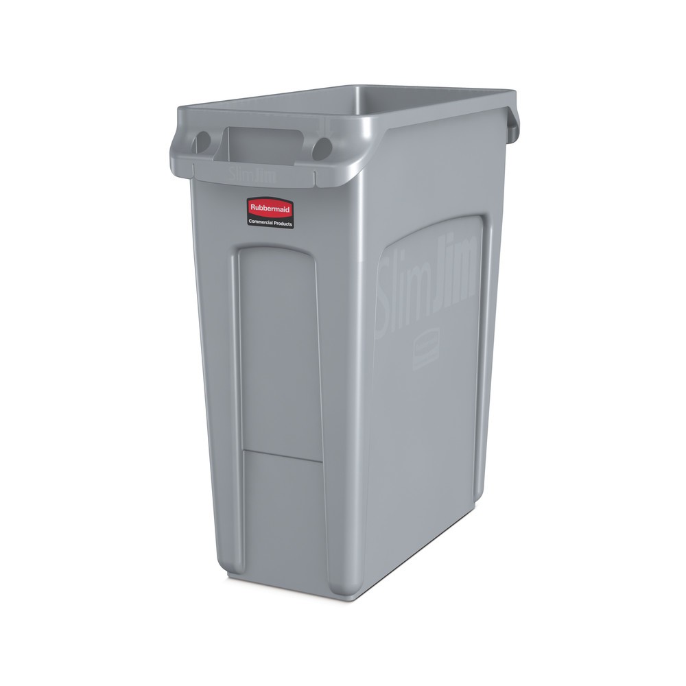 Image of Ein schlanker Wertstoffcontainer für ergonomische Nutzung Mit dem Wertstoffsammler Rubbermaid Slim Jim® mit Lüftungskanälen nutzten Sie den Platz selbst auf engsten Raumverhältnissen optimal. Der Abfalleimer besteht aus stabilem Polyethylen und ist für de