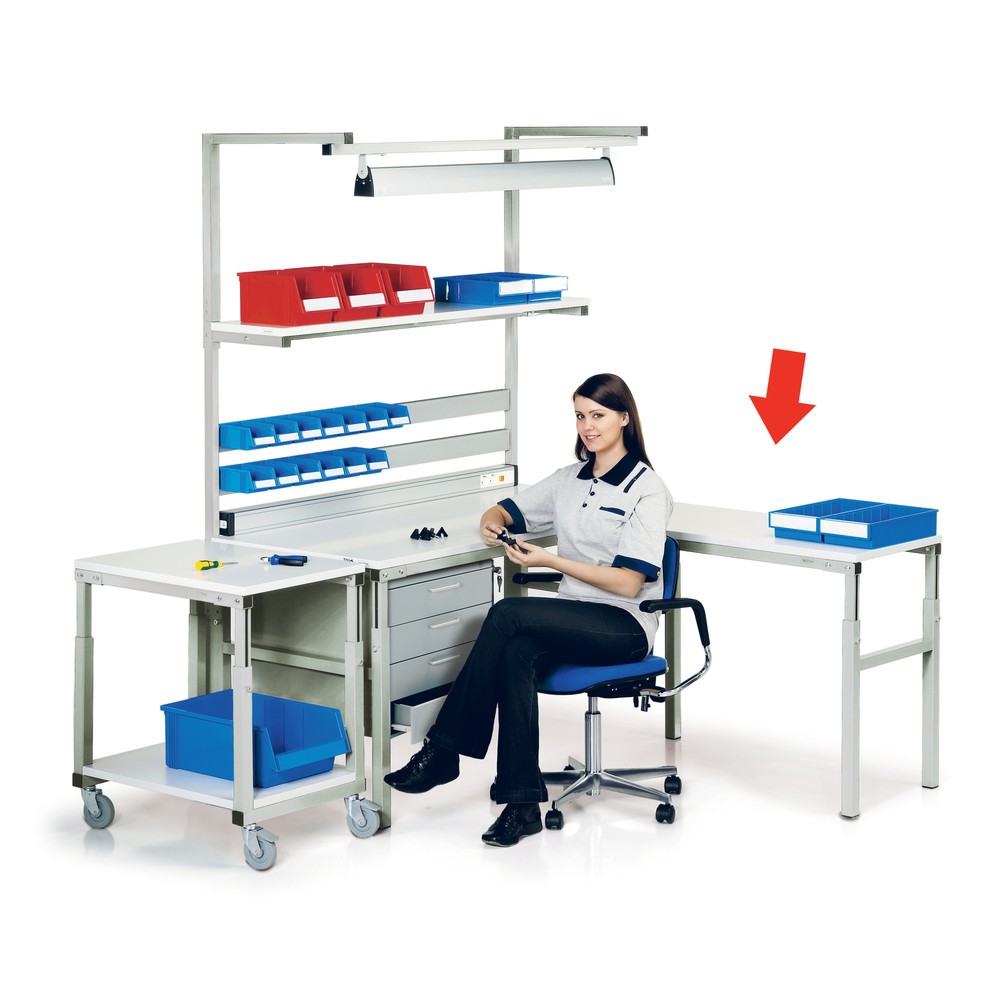 Image of Winkel-Anbautisch – einfache Erweiterung für höhenverstellbare Arbeitstische Setzen Sie auf Anbautische, um Ihre Arbeitsplatzeinrichtung jederzeit flexibel zu erweitern und Ihren aktuellen Arbeitsaufgaben anzupassen. Wählen Sie aus verschiedenen Ausführun