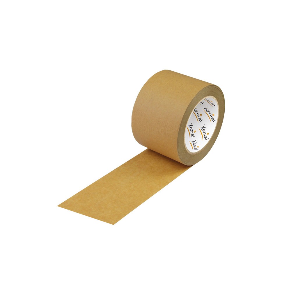 Image of  Recycelbar, da 100% PapierXenial Papier-Packband, 75mm breit x 50lfm, 130µ, braun, Naturkautschukkleber Xenial Papier-Packband, 75mm breit x 50lfm, 130µ, braun, Naturkautschukkleber