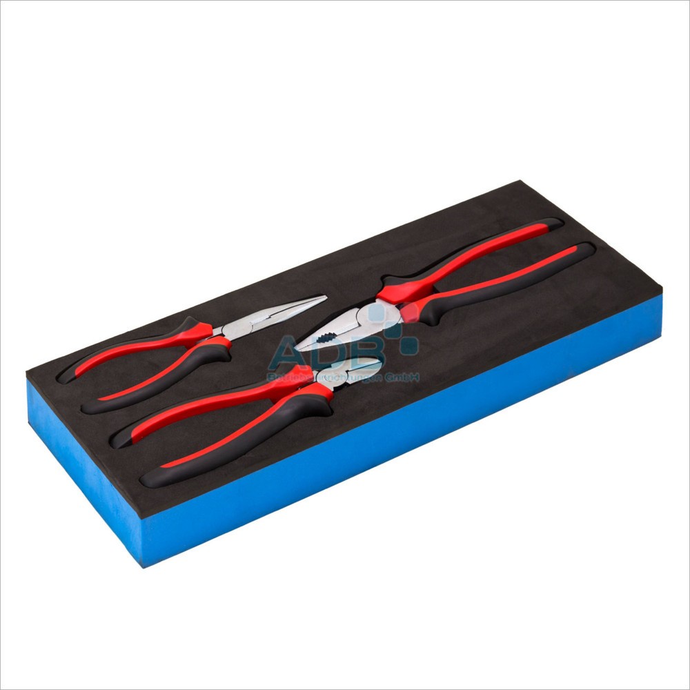 Image of  Einlage aus festem SchaumstoffZangensatz inkl. Kombi -u. Spitzzange u. Seitenschneider, Schaumstoff-Modul Zangensatz inkl. Kombi u. Spitzzange u. Seitenschneider, Schaumstoff-Modul