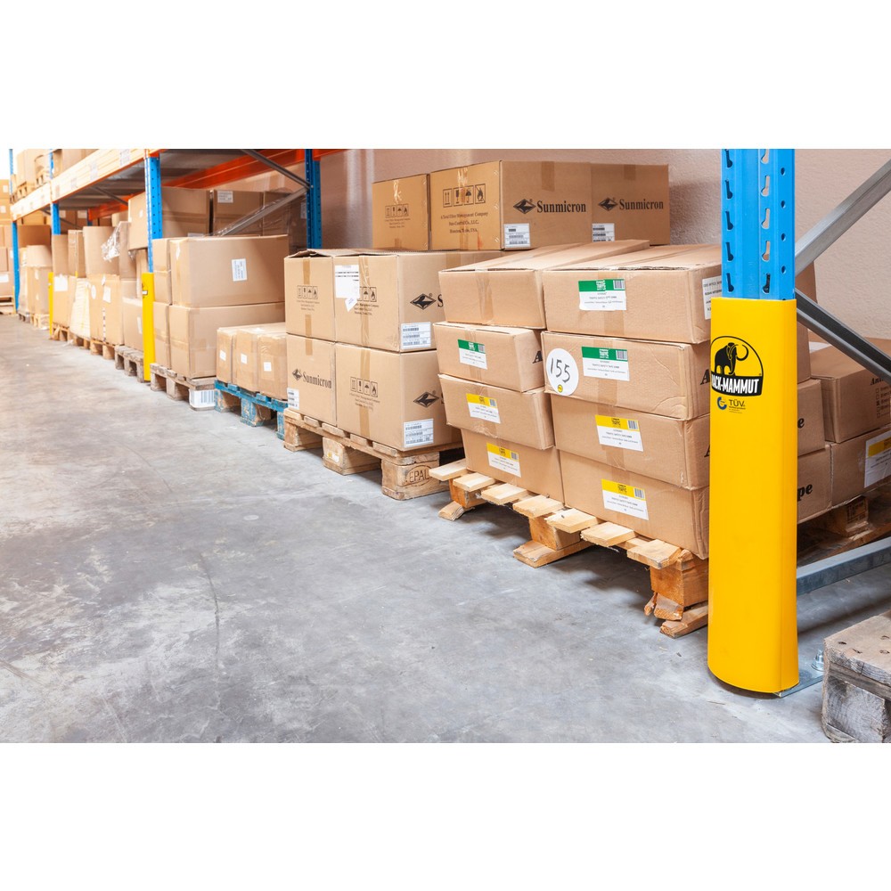 Produktabbildung Nr. 2: A.M.P.E.R.E. Anfahrschutz für Regale Rack Mammut®, aus Kunststoff, verkehrsgelb, Modell M, Innenmass HxB 600 x 90-110 mm