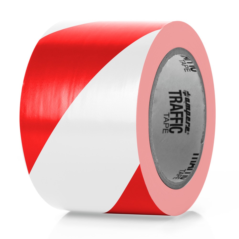 Produktabbildung: A.M.P.E.R.E. Bodenmarkierungsband Traffic Tape Standard, Breite 75 mm, Stärke 0,15 mm, Länge 33 m, rot/weiss