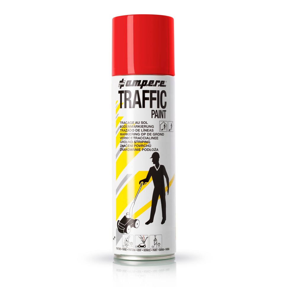 Illustration du produit: A.M.P.E.R.E. Peinture de marquage TRAFFIC 0,5 l, rouge