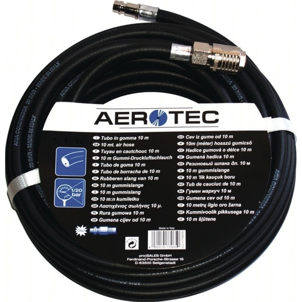 Produktabbildung: AEROTEC Druckluftschlauch, Länge 10 m, Innen-Ø 13 mm, Kupplung DN 7,2