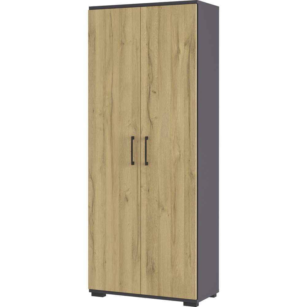 Produktabbildung Nr. 1: Aktenschrank PROFI, 2 Flügeltüren, 5 Böden, Höhe 2.000 mm, Breite 800 mm, Graphit/Grandson-Eiche-Nb.