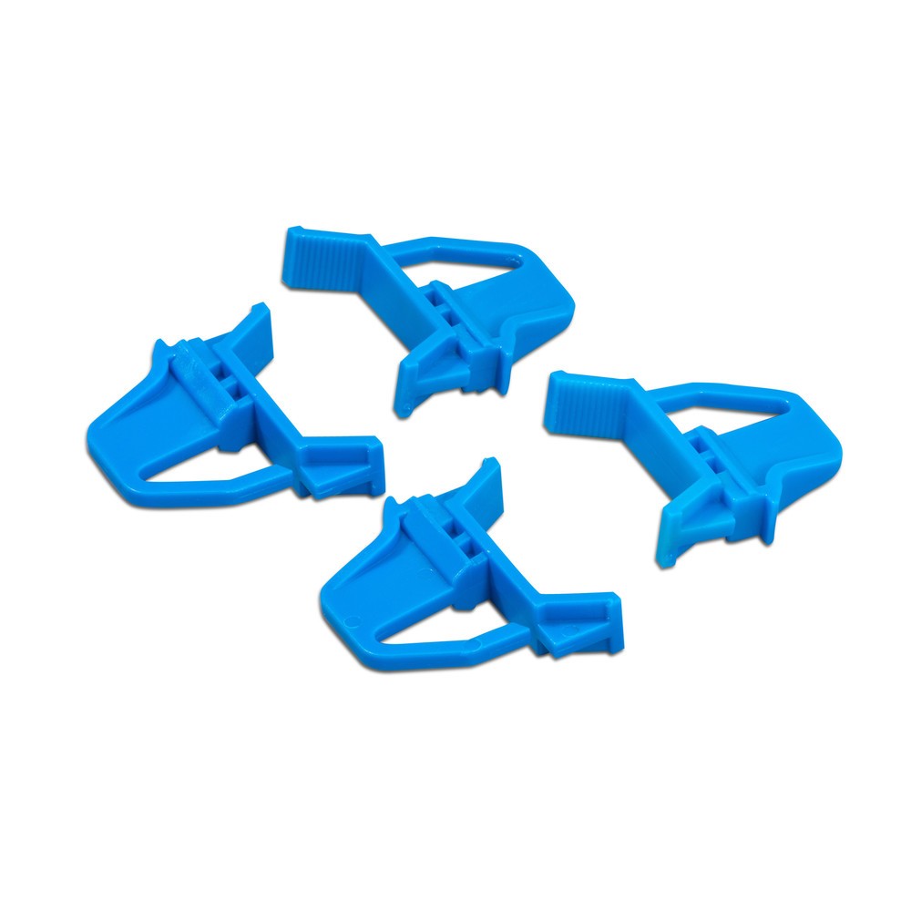 Produktabbildung: Allit Schiebeverschlüsse für Euro-Stapelbehälter mit roten/blauen Griffen, 4-teilig, blau