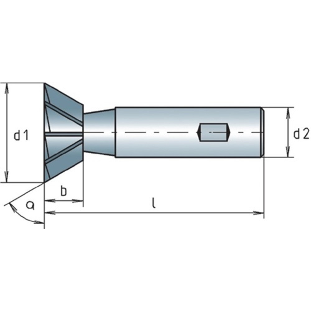 Produktabbildung Nr. 2: Winkelfräser DIN 1833C Typ N D.16mm 45Grad HSS-Co 8Schneiden