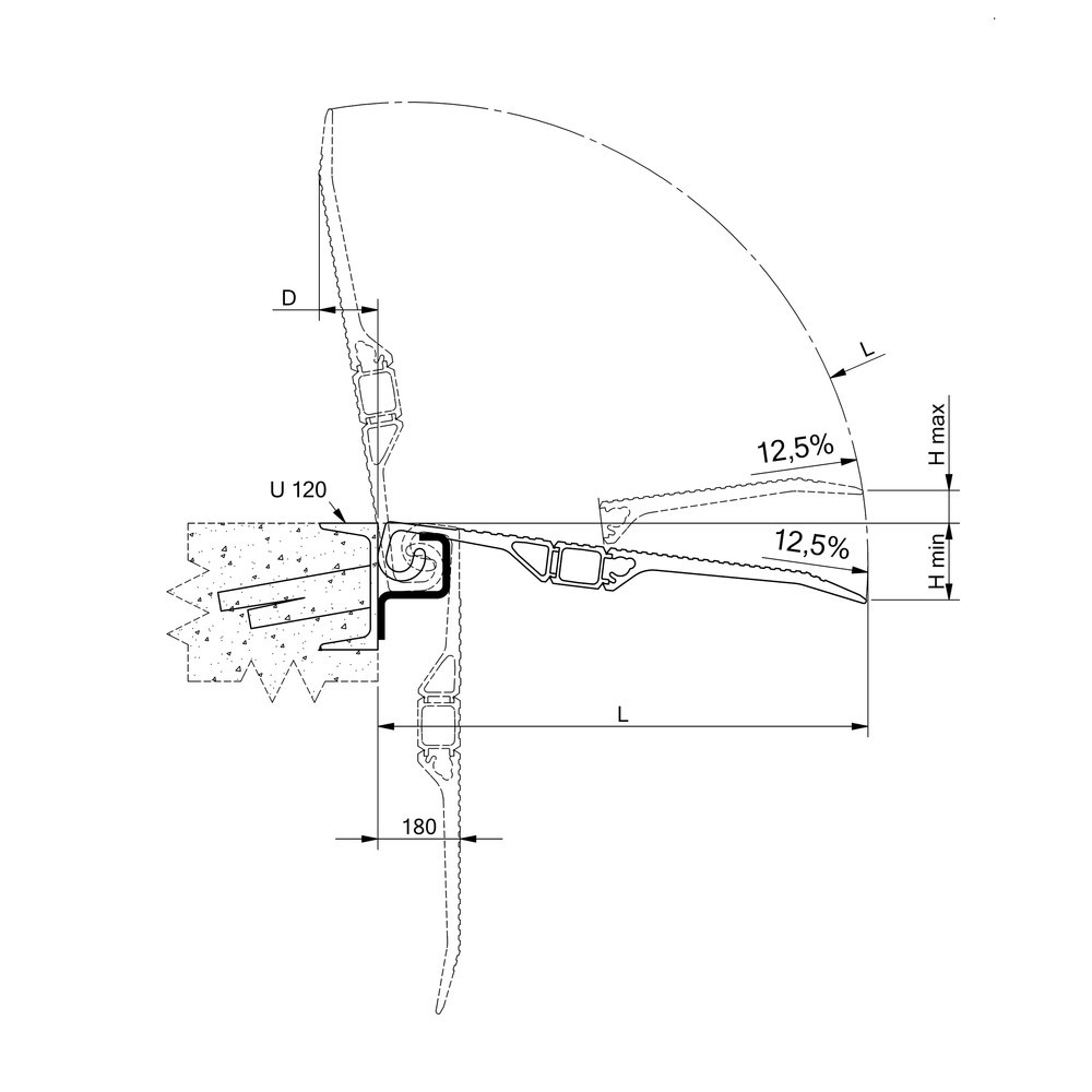 Produktabbildung Nr. 3: Altec Klappbrücke, mit manueller Fallsicherung, TK 4.000 kg, BxL 1.250 x 535 mm