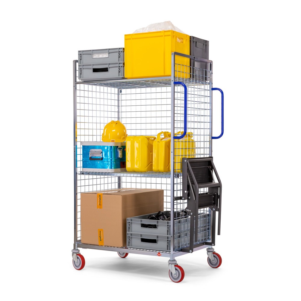Produktabbildung Nr. 3: Chariot de préparation de commandes Ameise® AK-M, 3 parois grillagées, 1 plateau intermédiaire inclus, HxlxP 1 625 x 500 x 1 330 mm
