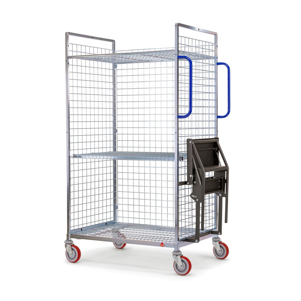 Produktabbildung Nr. 1: Chariot de préparation de commandes Ameise® AK-M, 3 parois grillagées, 1 plateau intermédiaire inclus, HxlxP 1 625 x 500 x 1 330 mm