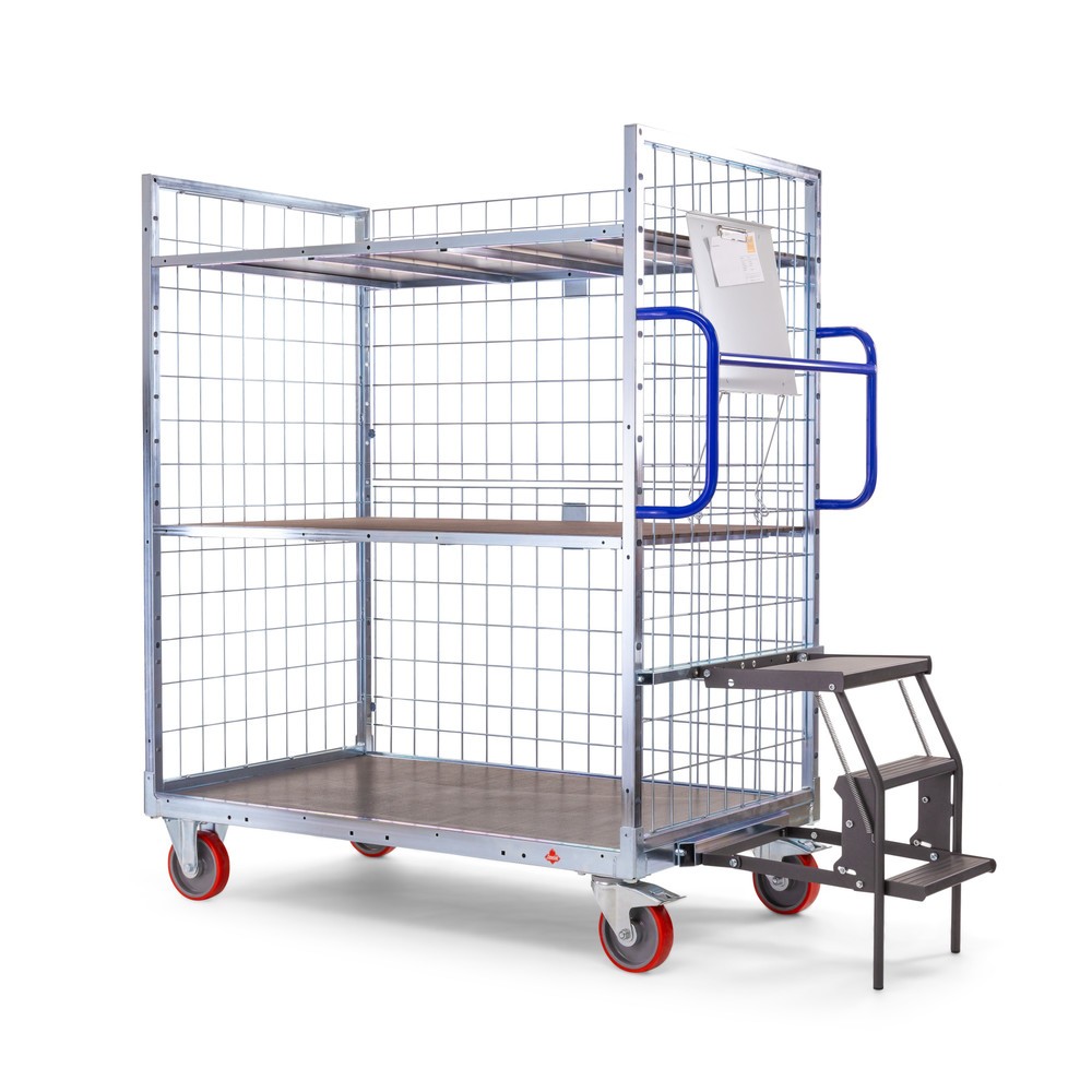 Produktabbildung Nr. 6: Chariot de préparation de commandes Ameise® AK-XL, 3 parois grillagées, 1 plateau intermédiaire inclus, HxlxP 1 605 x 830 x 1,330 mm
