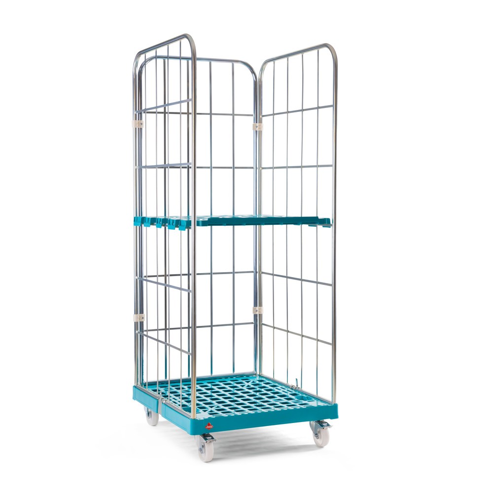 Produktabbildung Nr. 2: Ameise® Rollbehälter, 3-seitig, grobmaschig, galvanisch verzinkt, Kunststoff-Rollplatte, HxBxT 1.830 x 724 x 815 mm