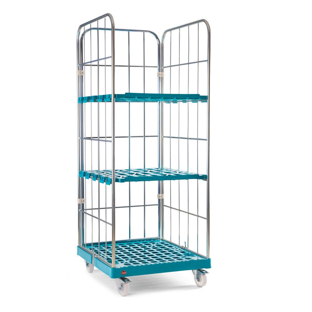 Produktabbildung Nr. 5: Ameise® Rollbehälter, 3-seitig, grobmaschig, galvanisch verzinkt, Kunststoff-Rollplatte, HxBxT 1.830 x 724 x 815 mm