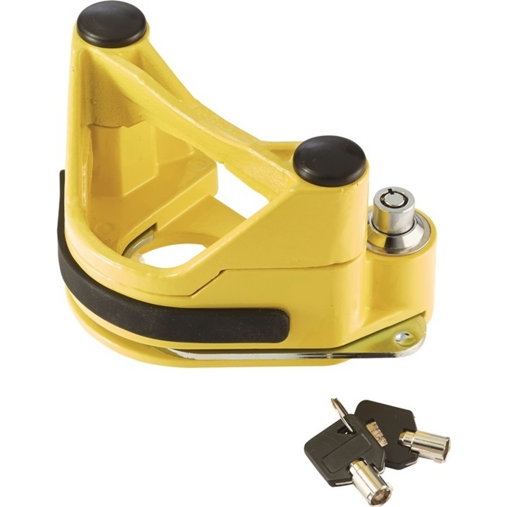 Produktabbildung: Anhänger-Diebstahlsicherung, L225xB200xH110mm, Stahl, pulverbeschichtet, SB Verpackung, Gewicht 1,95 kg gelb