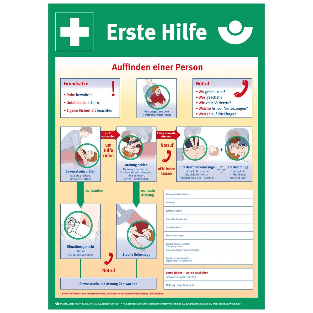 Produktabbildung: Anleitung zur ersten Hilfe, HxB 560 x 400 mm
