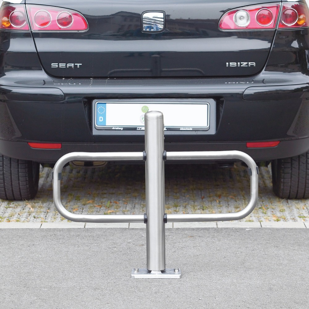 Illustration du produit: Arceau anti-stationnement rabattable en acier inoxydable, verrouillable, hauteur 630 mm