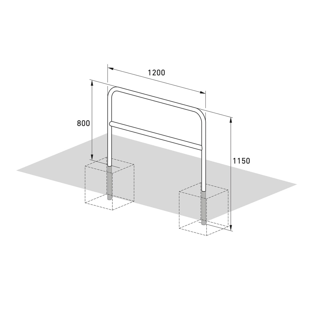 Produktabbildung Nr. 4: Arceau range vélo avec tube coudé, à bétonner, longueur 1 200 mm
