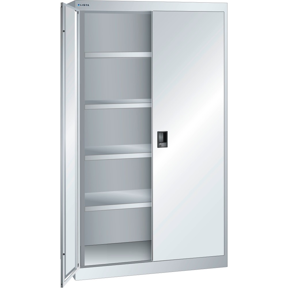 Illustration du produit: Armoire à charge lourde LISTA 54x27E, (lxPxH) 1 100x641x1 950 mm, 4 étagères réglables, gris clair, RFID Lock