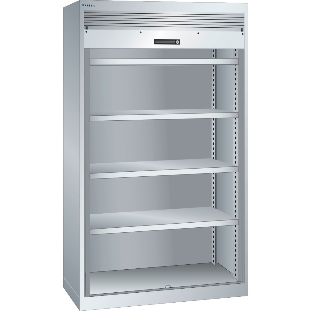 Illustration du produit: Armoire à charge lourde LISTA 54x27E, (lxPxH) 1 100x641x1 950 mm, volet roulant, gris clair