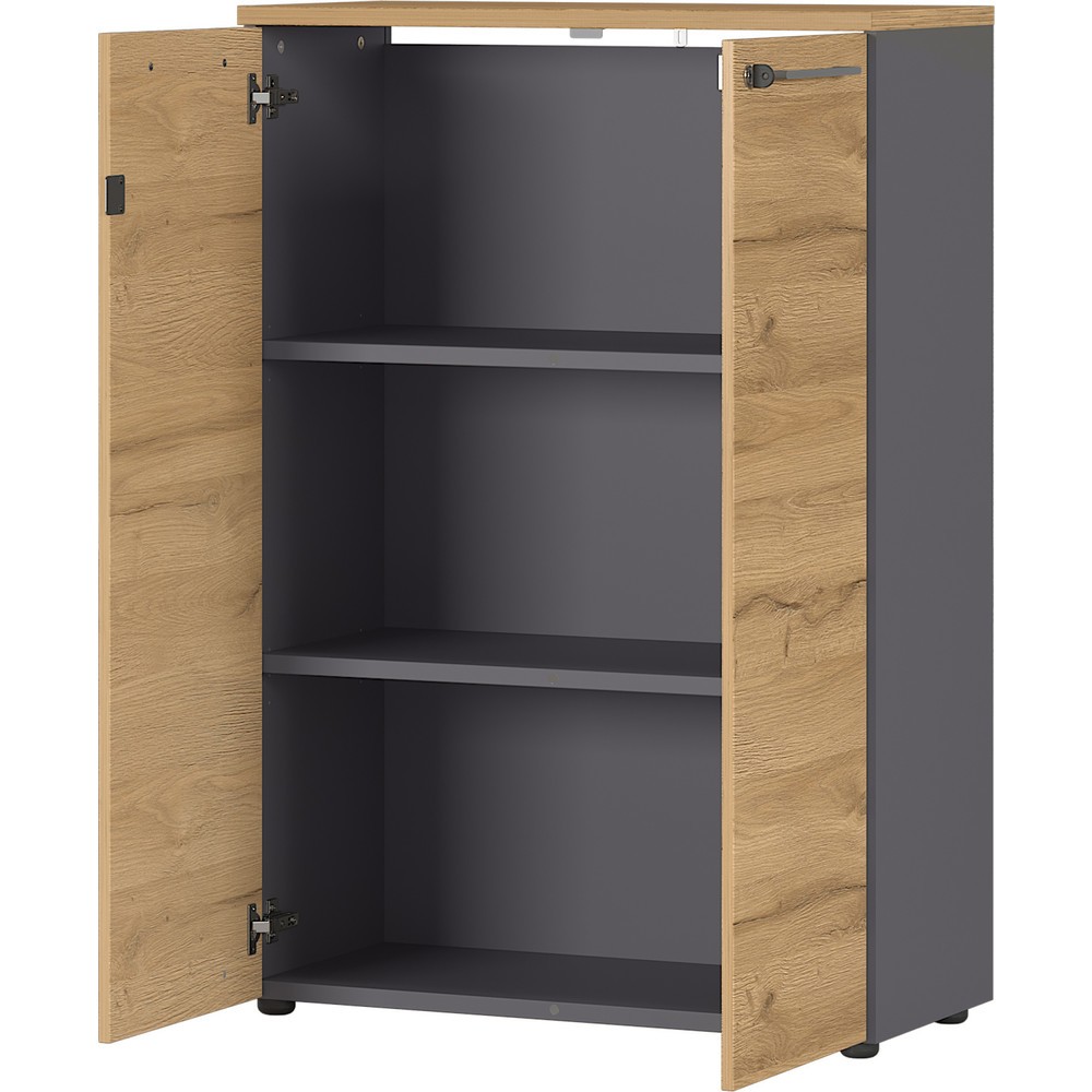 Produktabbildung Nr. 5: Armoire à dossiers AGENDA, fermée, 2 portes battantes, hauteur 1 200 mm, largeur 800 mm, graphite/imitation chêne Grandson.