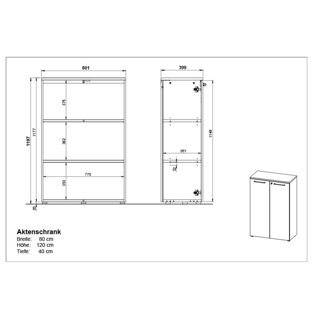 Produktabbildung Nr. 8: Armoire à dossiers AGENDA, fermée, 2 portes battantes, hauteur 1 200 mm, largeur 800 mm, graphite/imitation chêne Grandson.