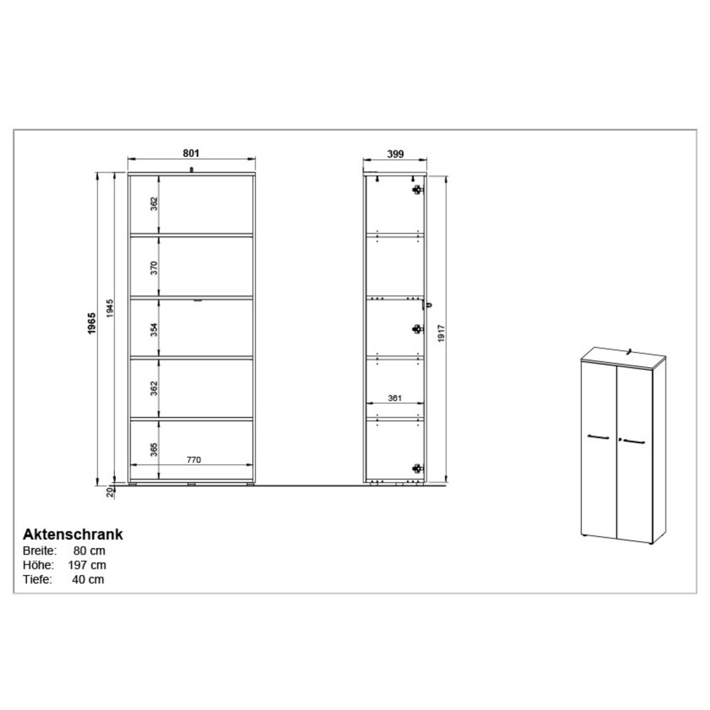 Produktabbildung Nr. 8: Armoire à dossiers AGENDA, fermée, 2 portes battantes, graphite/imitation chêne Grandson.