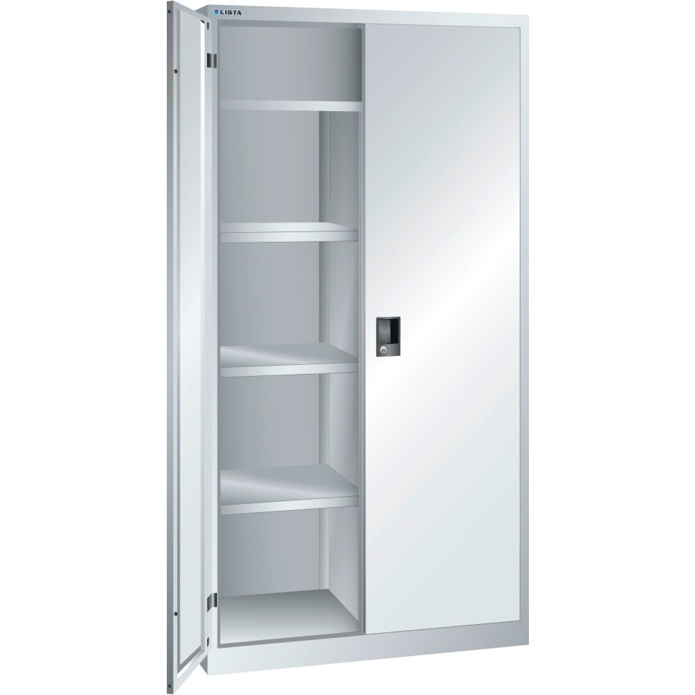 Illustration du produit: Armoire à linge et vestiaire LISTA, (lxPxH) 1 000x500x1 950 mm, 4 étagères réglables, gris clair, KEY Lock