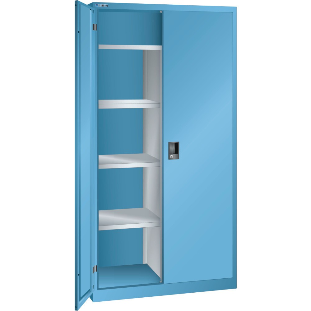 Illustration du produit: Armoire à linge et vestiaire LISTA, (lxPxH) 1 000x500x1 950 mm, 4 étagères réglables, bleu clair, KEY Lock