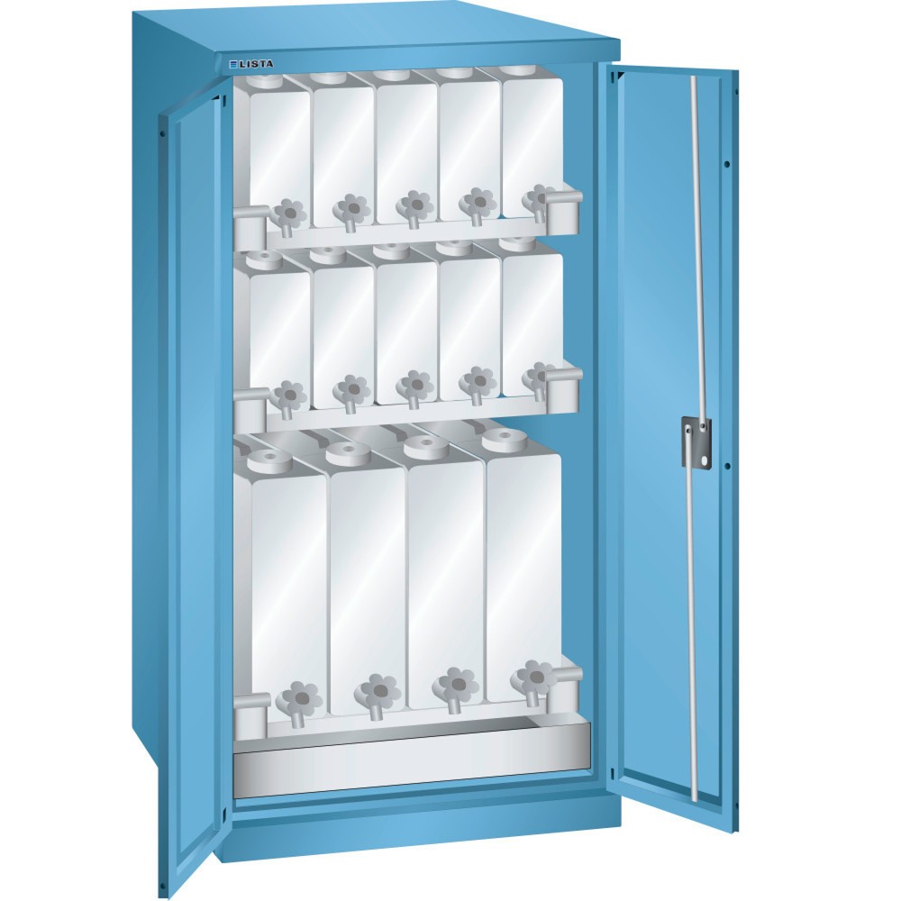 Illustration du produit: Armoire à liquides LISTA, (lxPxH) 717x753x1 450 mm, 3 étagères pour bidons, bleu clair