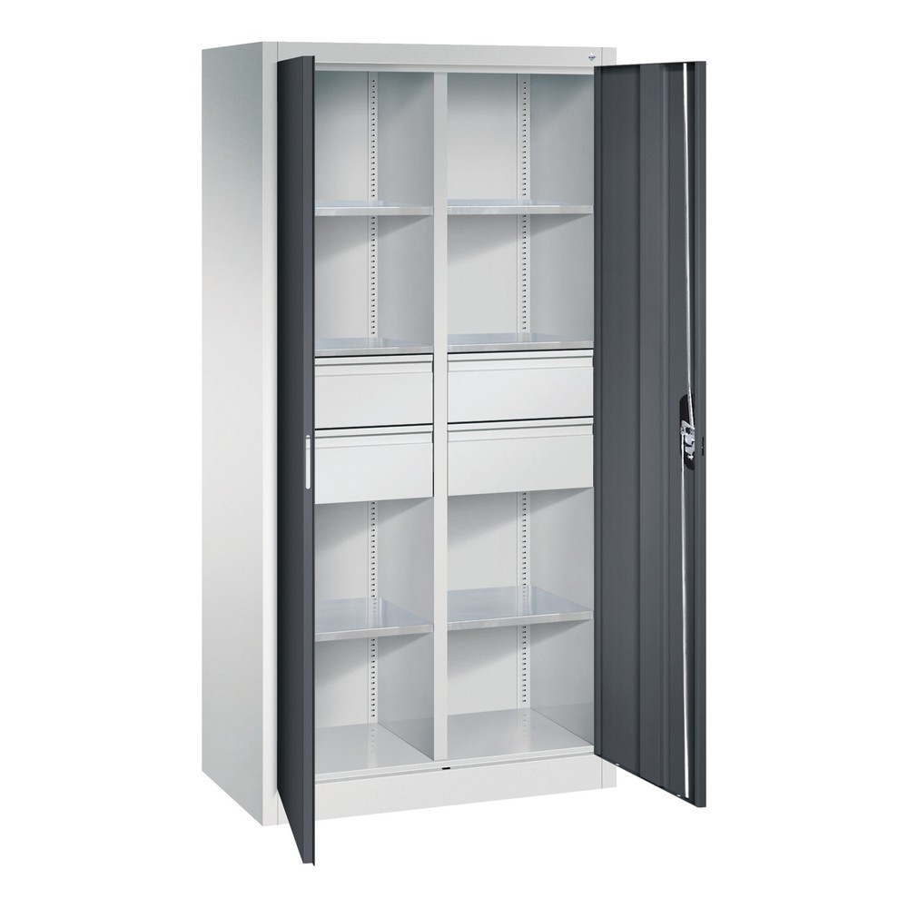 Produktabbildung Nr. 6: Armoire à outils C+P, tiroirs 4 x 86 + 2 x 174 mm, 6 tablettes, largeur 930 mm, gris clair, bleu gentiane
