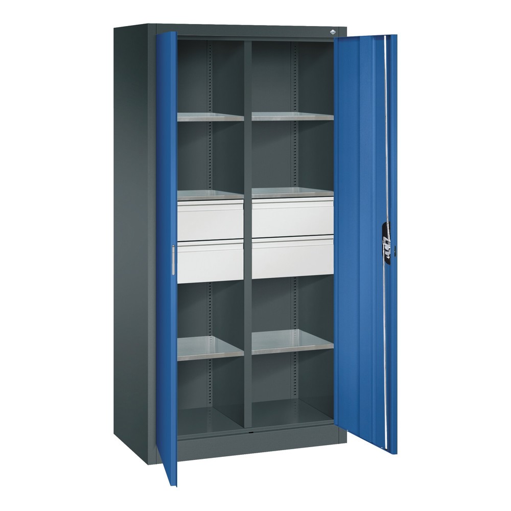 Produktabbildung Nr. 6: Armoire à outils C+P, tiroirs 4 x 86 + 2 x 174 mm, 6 tablettes, largeur 930 mm, gris clair, bleu clair