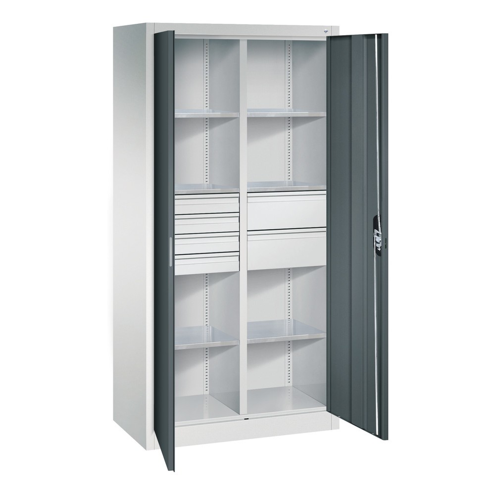 Produktabbildung Nr. 6: Armoire à outils C+P, 4 x 86 + 4 x 174 mm, 6 tablettes, largeur 930 mm, gris clair, bleu clair