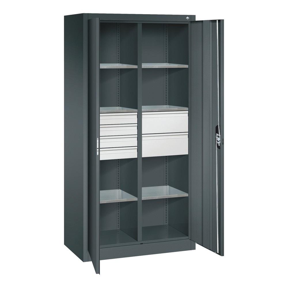 Produktabbildung Nr. 6: Armoire à outils C+P, 4 x 86 + 4 x 174 mm, 6 tablettes, largeur 930 mm, gris anthracite, bleu clair