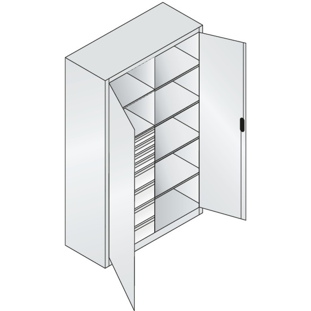 Produktabbildung Nr. 5: Armoire à outils C+P, tiroirs 4 x 86 + 4 x 174 mm, 6 tablettes, largeur 1 200 mm, gris anthracite, gris noir