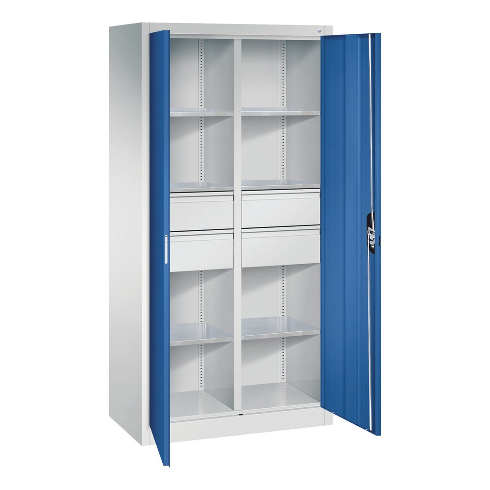 Produktabbildung Nr. 7: Armoire à outils C+P, tiroirs 4 x 174 mm, 6 tablettes, largeur 930 mm, gris clair, bleu gentiane