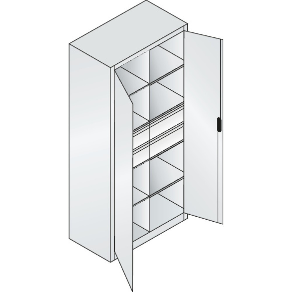 Produktabbildung Nr. 7: Armoire à outils C+P, tiroirs 4 x 174 mm, 6 tablettes, largeur 930 mm, gris clair, rouge rubis