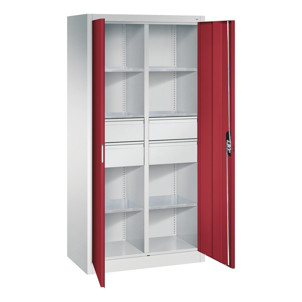 Produktabbildung Nr. 8: Armoire à outils C+P, tiroirs 4 x 174 mm, 6 tablettes, largeur 930 mm, gris clair, rouge rubis