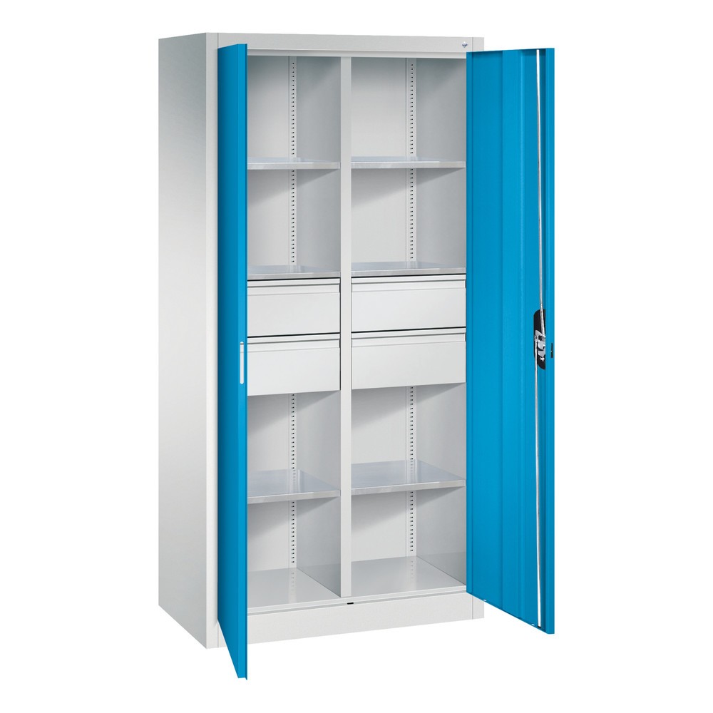 Produktabbildung Nr. 8: Armoire à outils C+P, tiroirs 4 x 174 mm, 6 tablettes, largeur 930 mm, gris clair, bleu clair