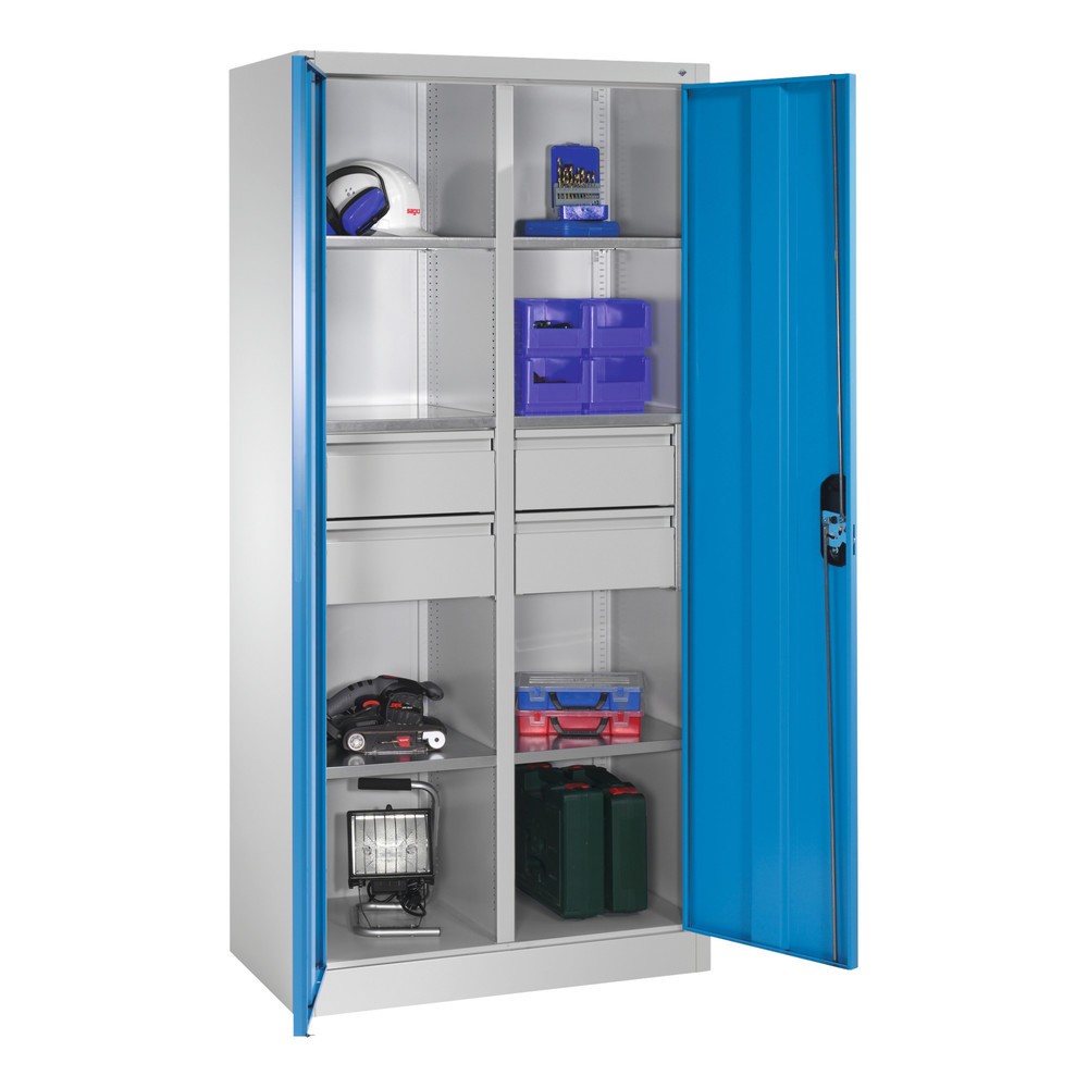 Produktabbildung Nr. 9: Armoire à outils C+P, tiroirs 4 x 174 mm, 6 tablettes, largeur 930 mm, gris clair, bleu clair