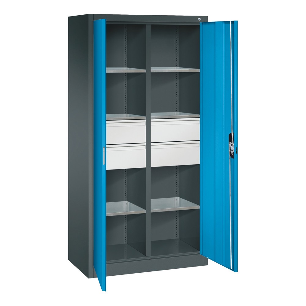 Produktabbildung Nr. 9: Armoire à outils C+P, tiroirs 4 x 174 mm, 6 tablettes, largeur 930 mm, gris anthracite, bleu clair