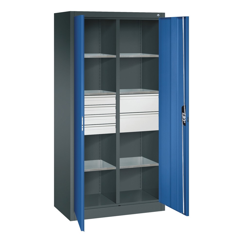 Produktabbildung Nr. 7: Armoire à outils C+P, tiroirs 4 x 86 + 2 x 174 mm, 6 tablettes, largeur 930 mm, gris anthracite, bleu gentiane