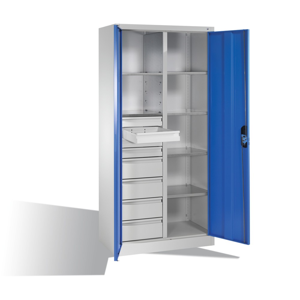 Produktabbildung Nr. 8: Armoire à outils C+P, 4 x 86 + 4 x 174 mm, 6 tablettes, largeur 930 mm, gris clair, bleu gentiane