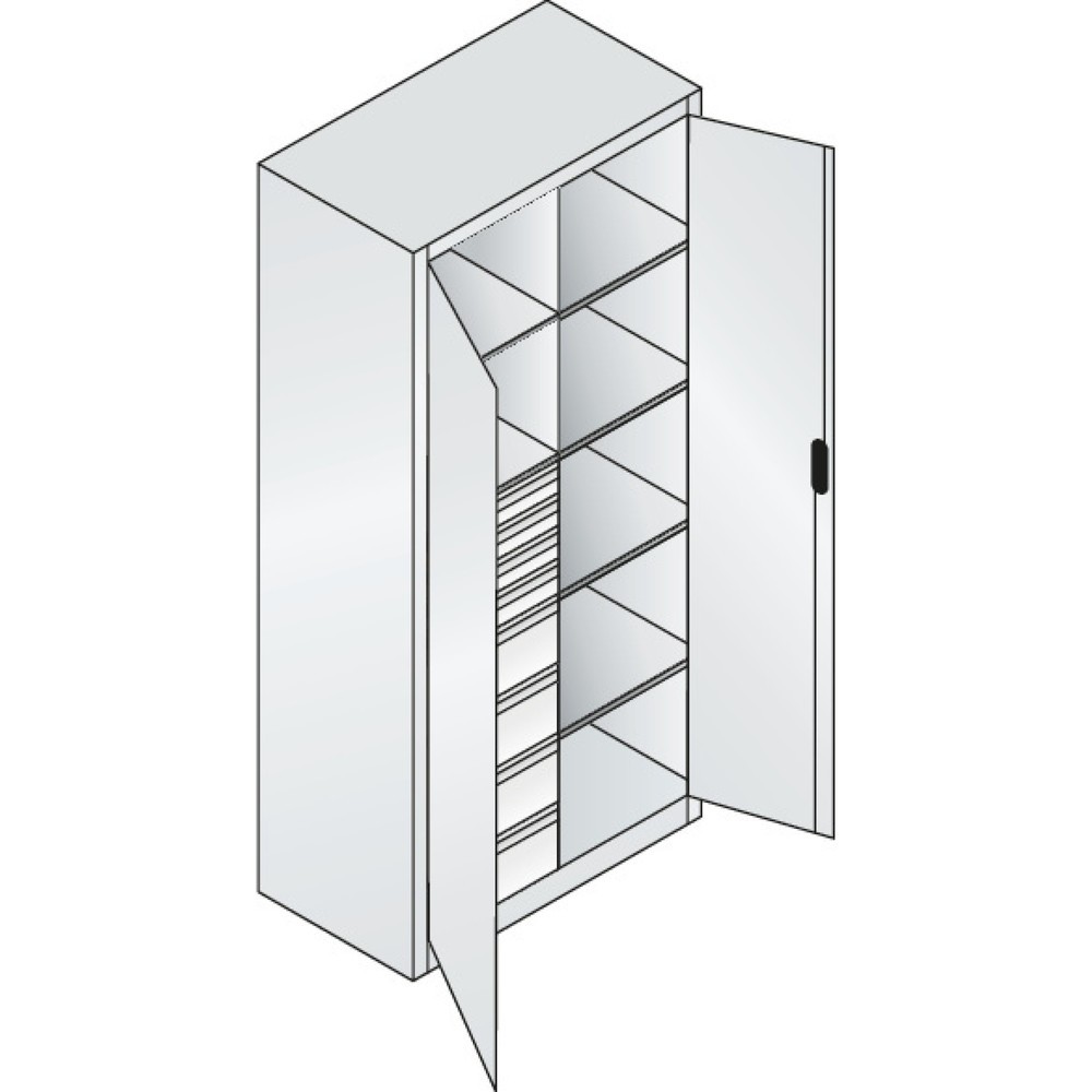 Produktabbildung Nr. 7: Armoire à outils C+P, 4 x 86 + 4 x 174 mm, 6 tablettes, largeur 930 mm, gris clair, bleu clair