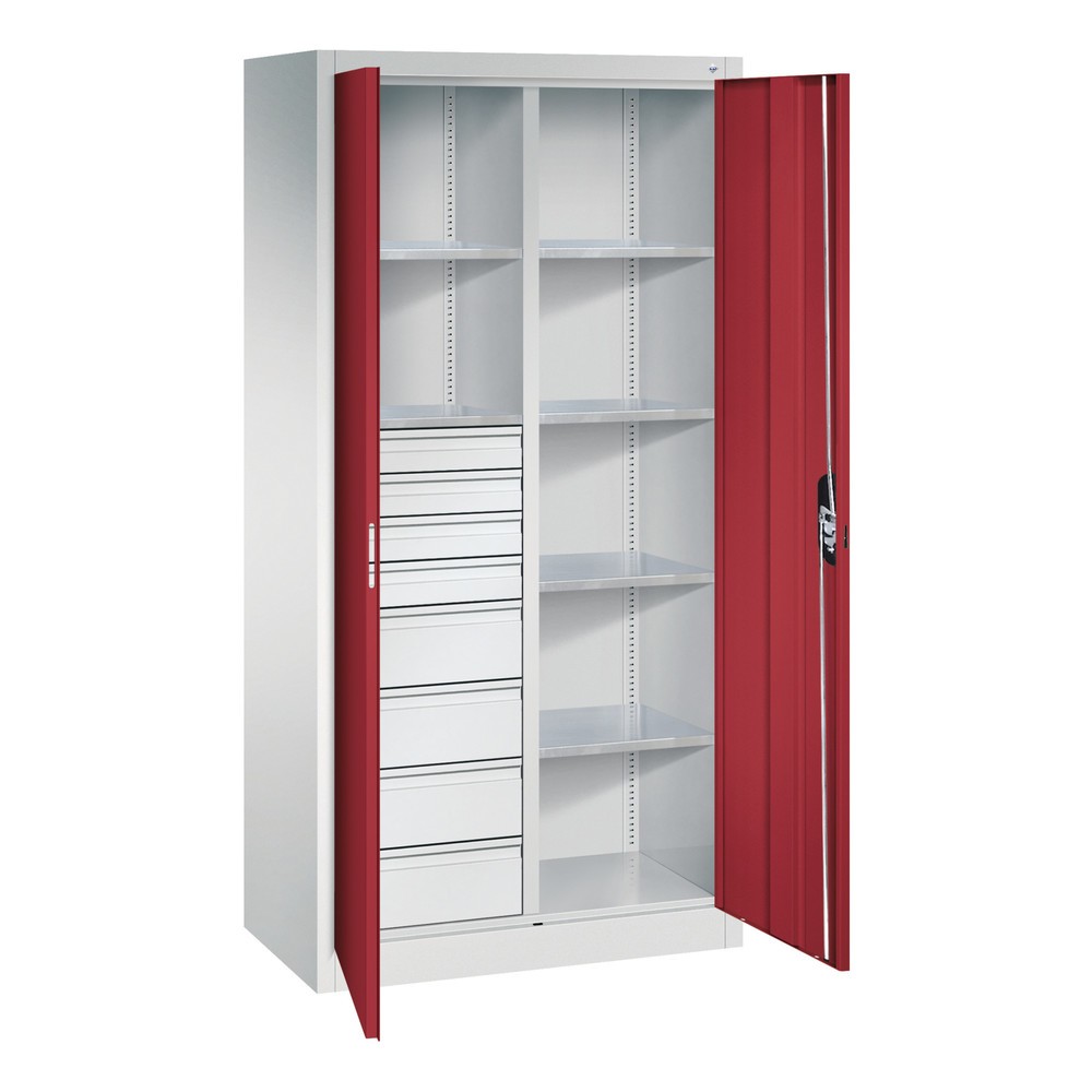 Produktabbildung Nr. 8: Armoire à outils C+P, 4 x 86 + 4 x 174 mm, 6 tablettes, largeur 930 mm, gris clair, rouge rubis