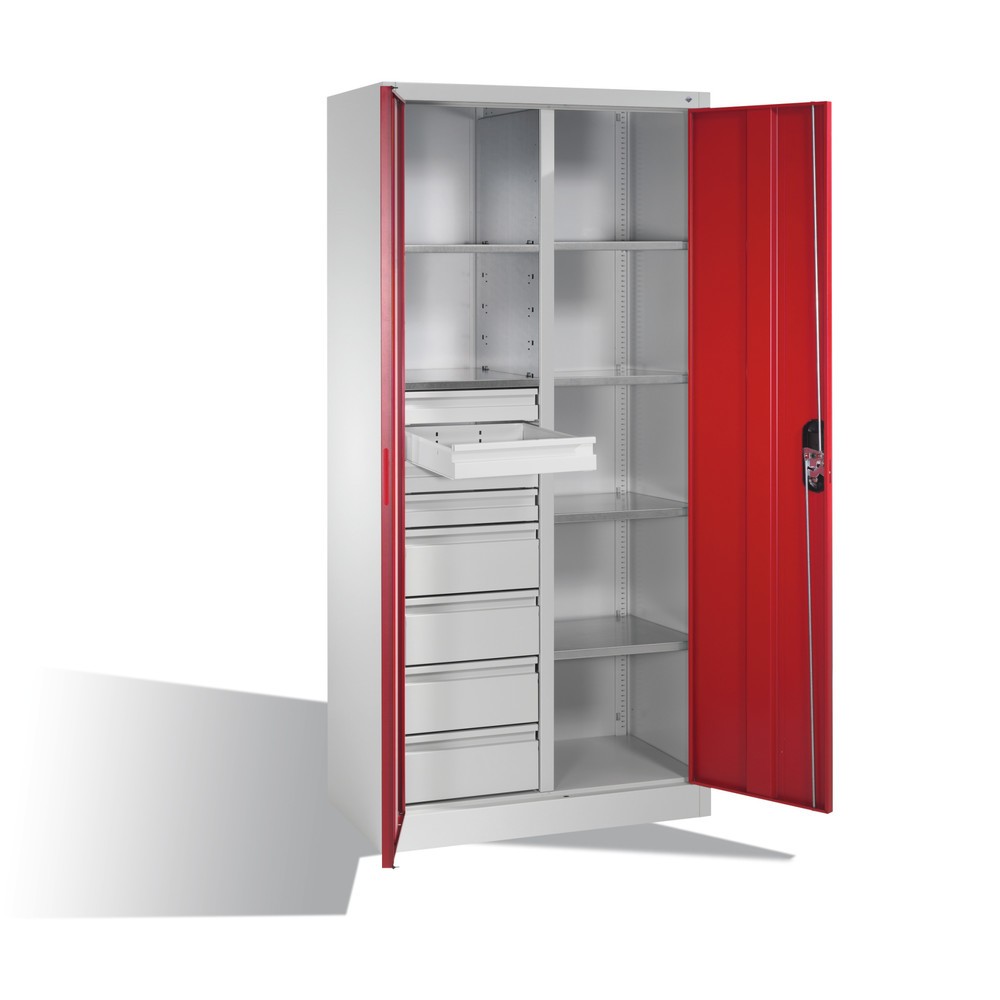 Produktabbildung Nr. 9: Armoire à outils C+P, 4 x 86 + 4 x 174 mm, 6 tablettes, largeur 930 mm, gris clair, rouge rubis